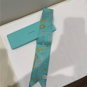Tiffany & Co. Teal Scarf with Key Motif